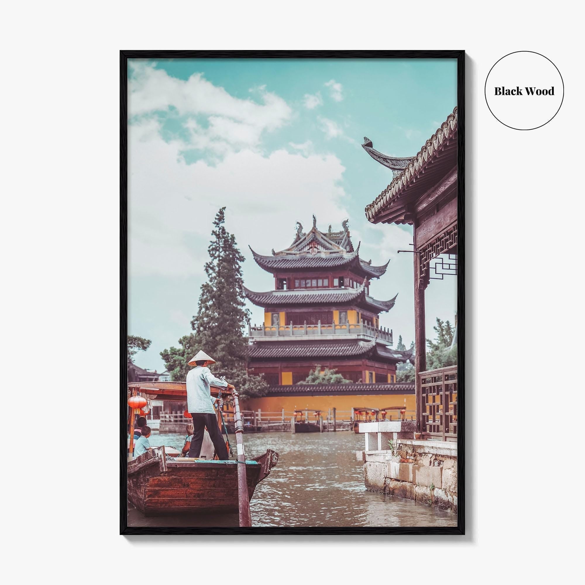 Shanghai Fine Art Photo Print, Zhujiajiao Water Town, China, Boats, Historic Buildings, Wall Poster