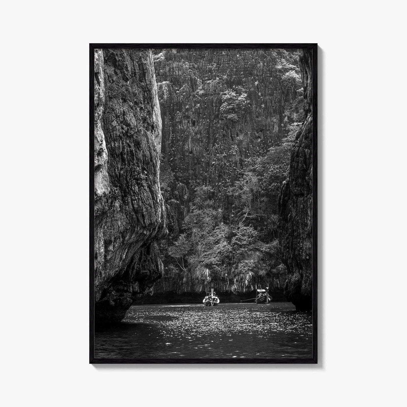 Phi Phi Islands Black and White Fine Art Photo Print, Krabi Longtail Boat Poster