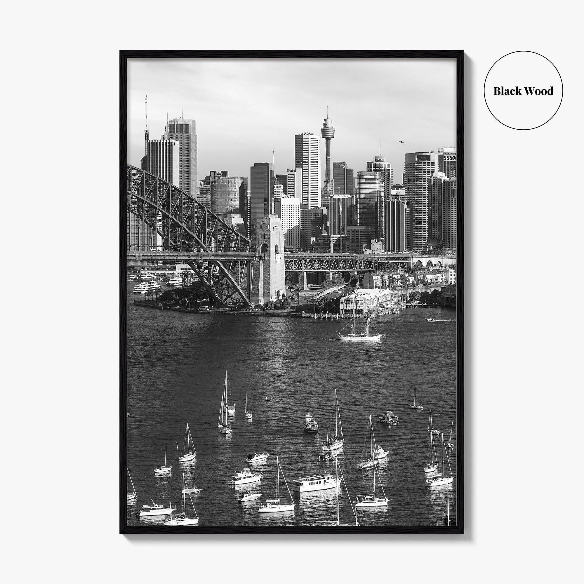 Sydney Skyline Black and White Fine Art Photo Print, Poster, New South Wales Australia