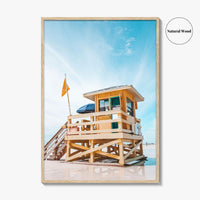 Siesta Key Yellow Fine Art Photo Print, Beach Lifeguard House, Sarasota Florida USA Poster