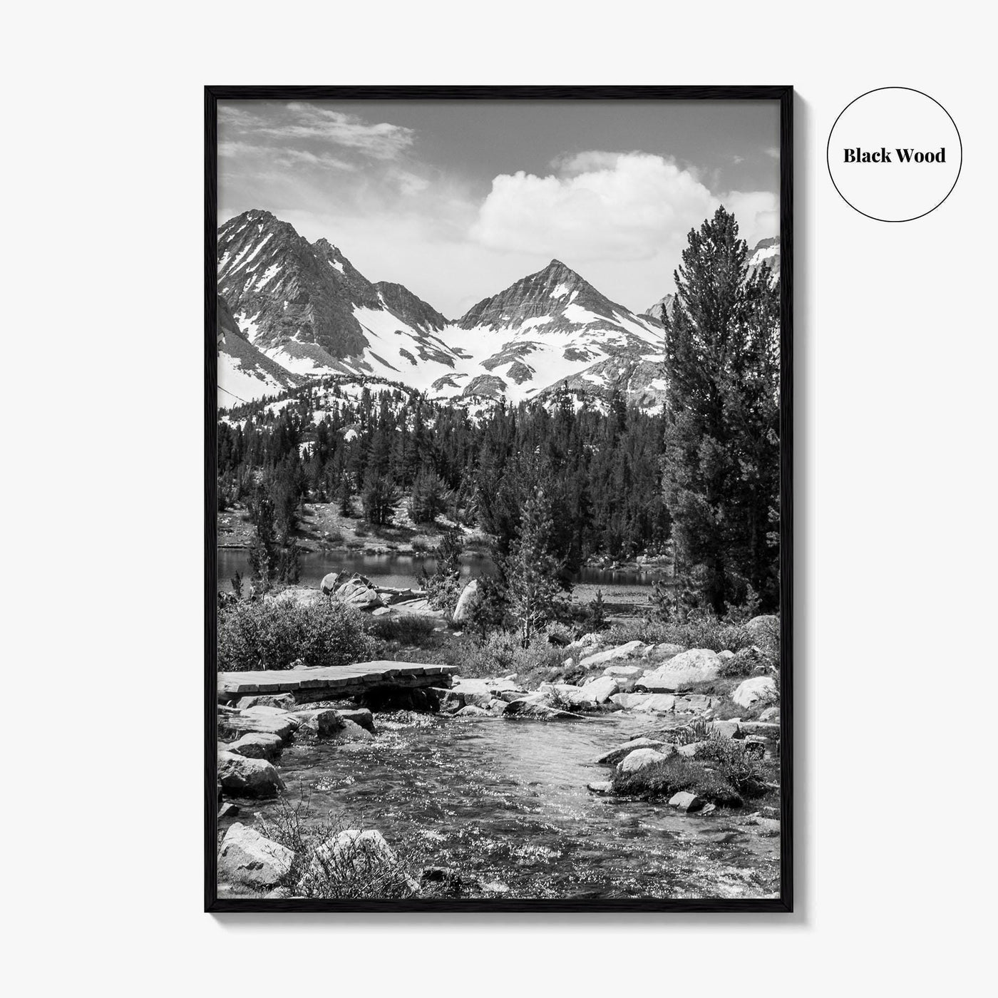 Sierra Nevada Black and White Fine Art Photo Print, Heart Lake, John Muir Trail