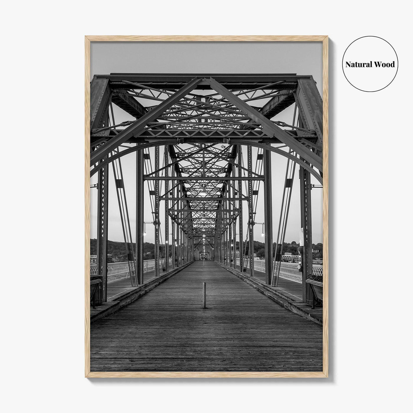 Chattanooga Black and White Fine Art Photo Print, Walnut Street Bridge, Tennessee USA Poster
