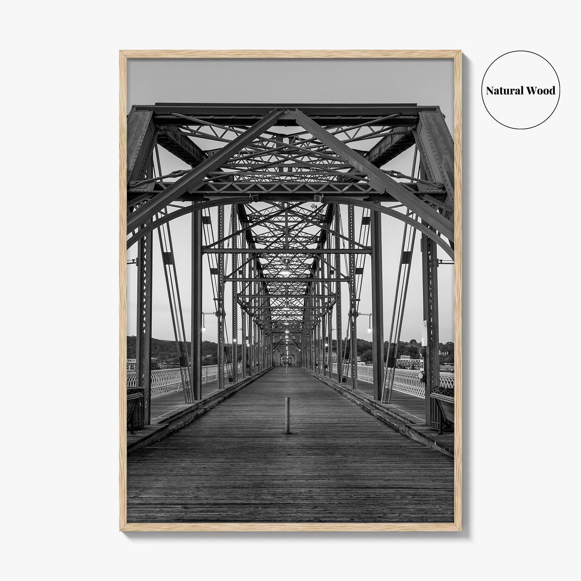 Chattanooga Black and White Fine Art Photo Print, Walnut Street Bridge, Tennessee USA Poster
