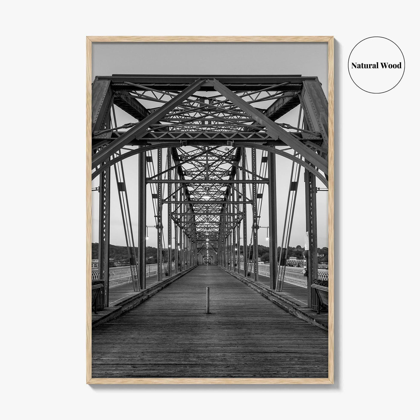 Chattanooga Black and White Fine Art Photo Print, Walnut Street Bridge, Tennessee USA Poster