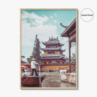 Shanghai Fine Art Photo Print, Zhujiajiao Water Town, China, Boats, Historic Buildings, Wall Poster