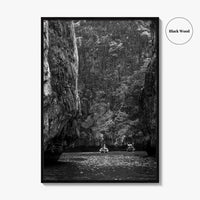 Phi Phi Islands Black and White Fine Art Photo Print, Krabi Longtail Boat Poster