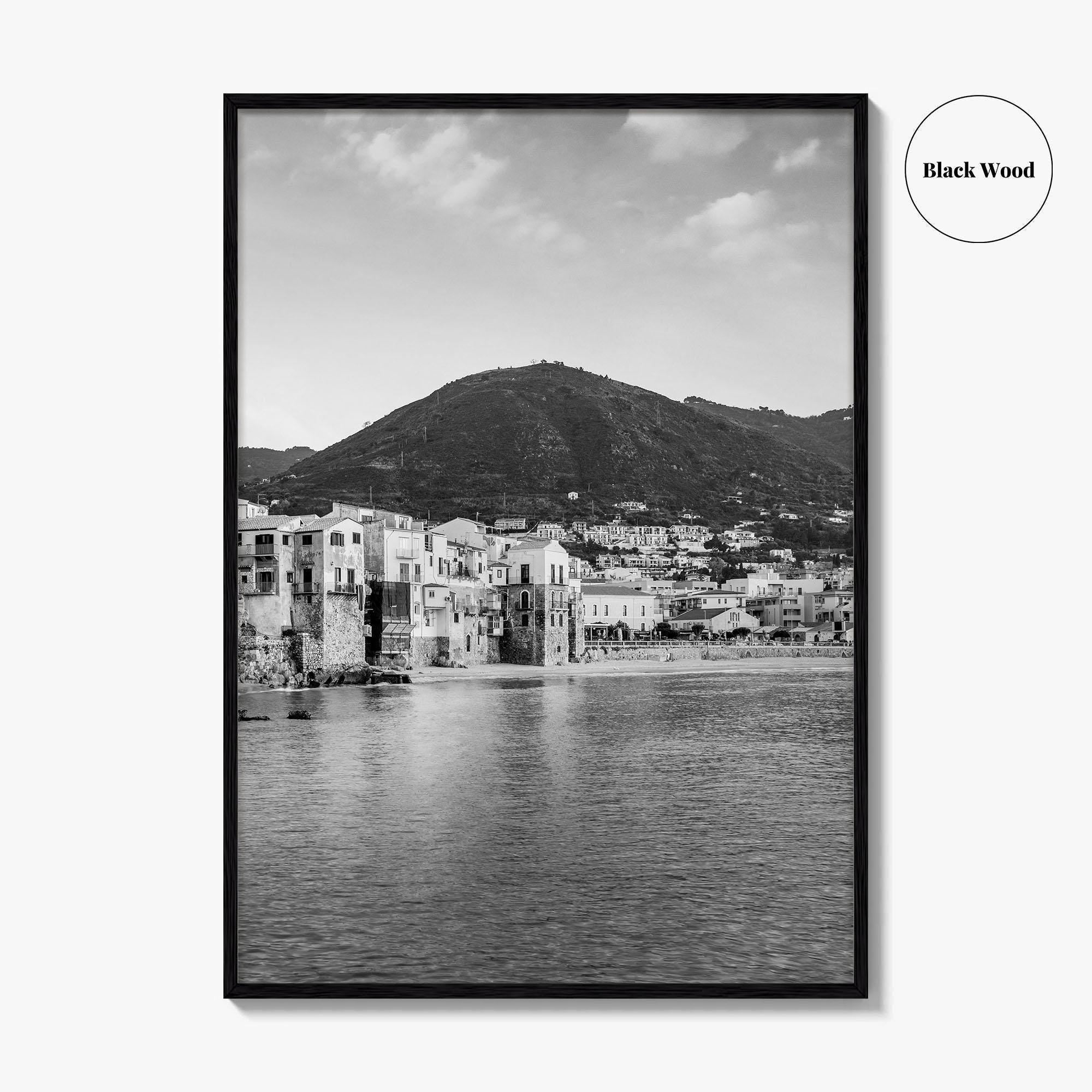 Cefalu Black and White Fine Art Photo Print, Sicily Italy Wall Decor Poster