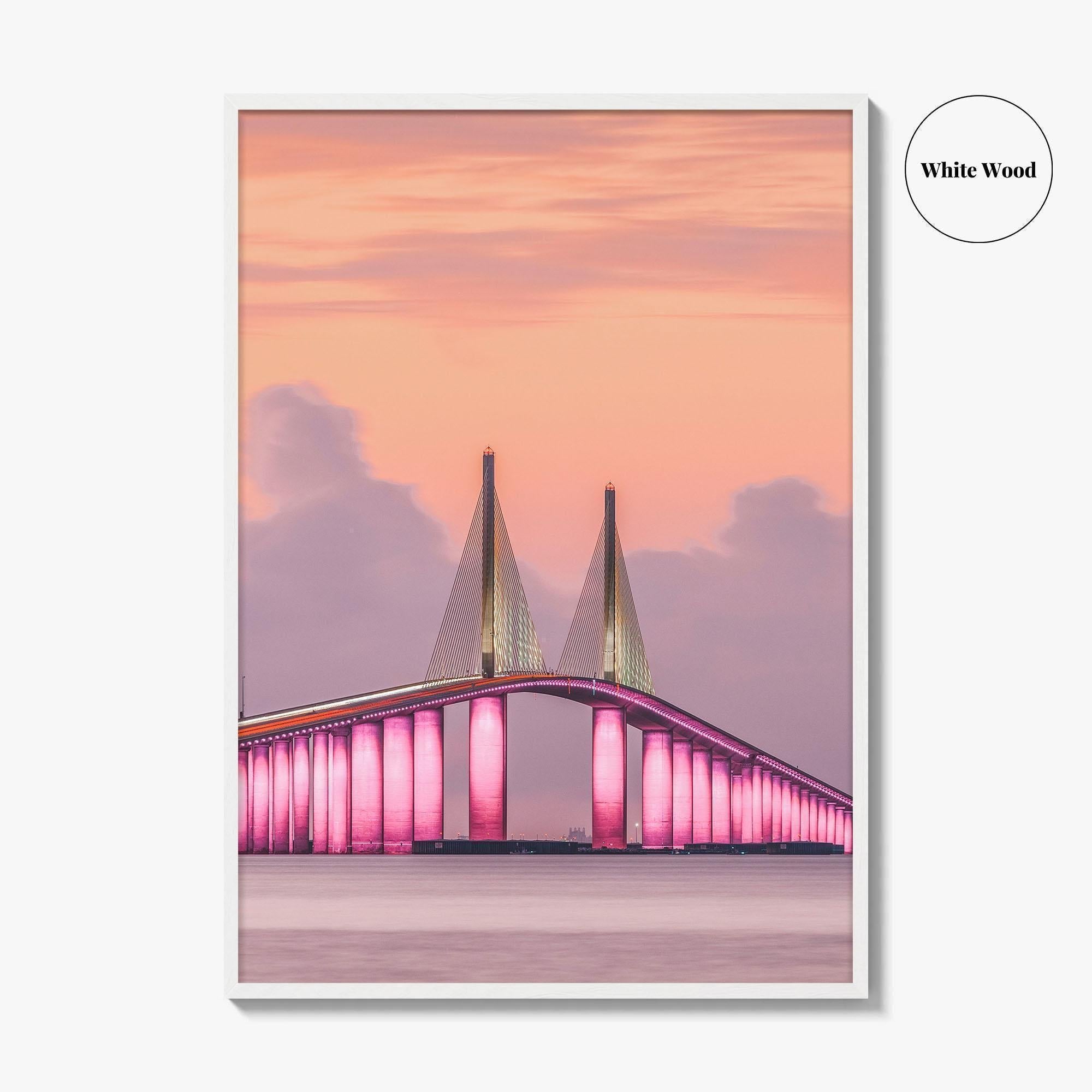 Tampa Fine Art Photo Print, Sunshine Skyway Bridge, Florida USA, Wall Decor