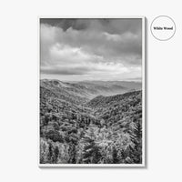 Great Smoky Mountains Black and White Fine Art Photo Print, Tennessee Poster