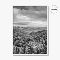 Great Smoky Mountains Black and White Fine Art Photo Print, Tennessee Poster