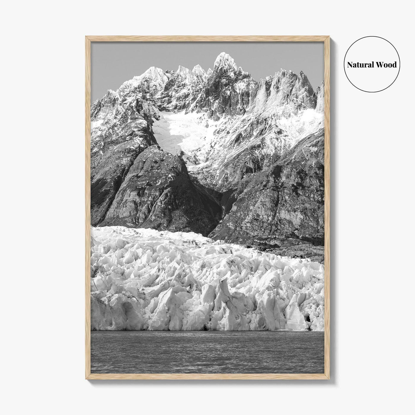 Torres del Paine Black and White Fine Art Photo Print, Grey Glacier, Patagonia Chile