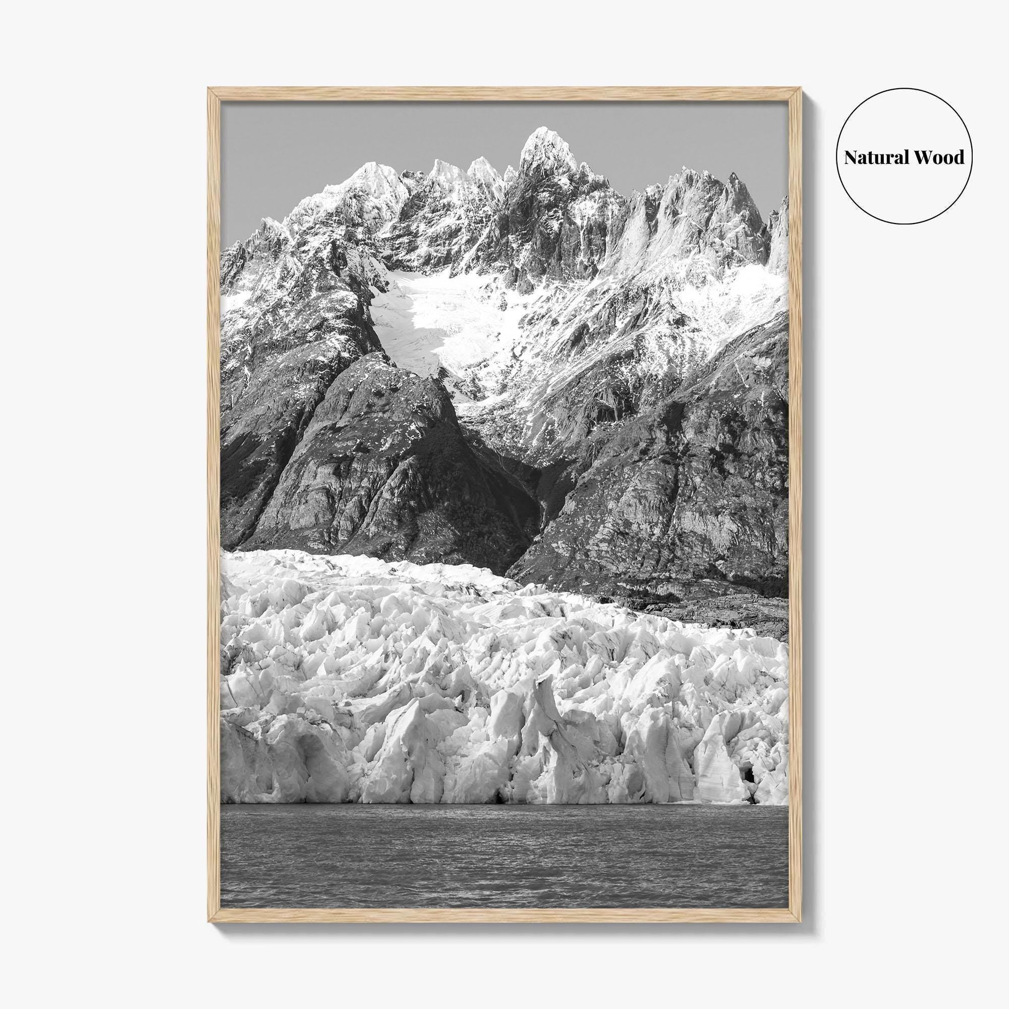 Torres del Paine Black and White Fine Art Photo Print, Grey Glacier, Patagonia Chile