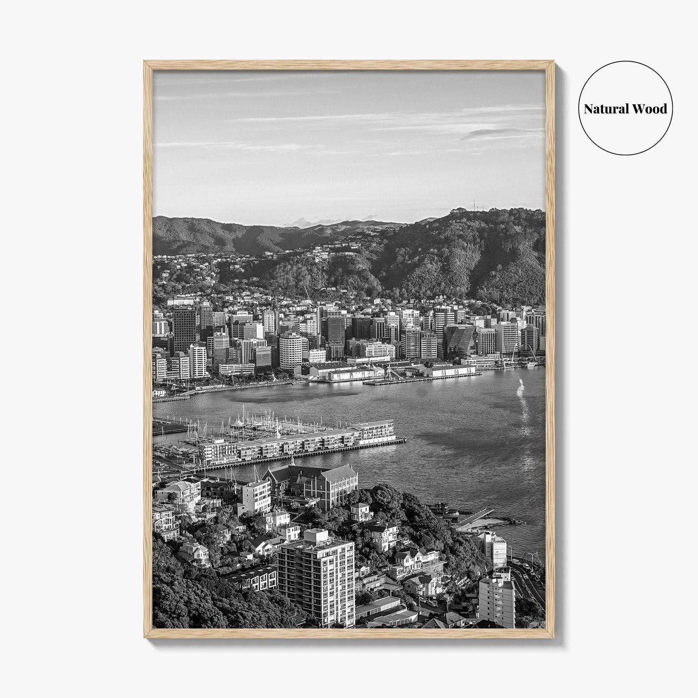 Wellington Skyline Black and White Fine Art Photo Print, Mount Victoria, New Zealand Poster