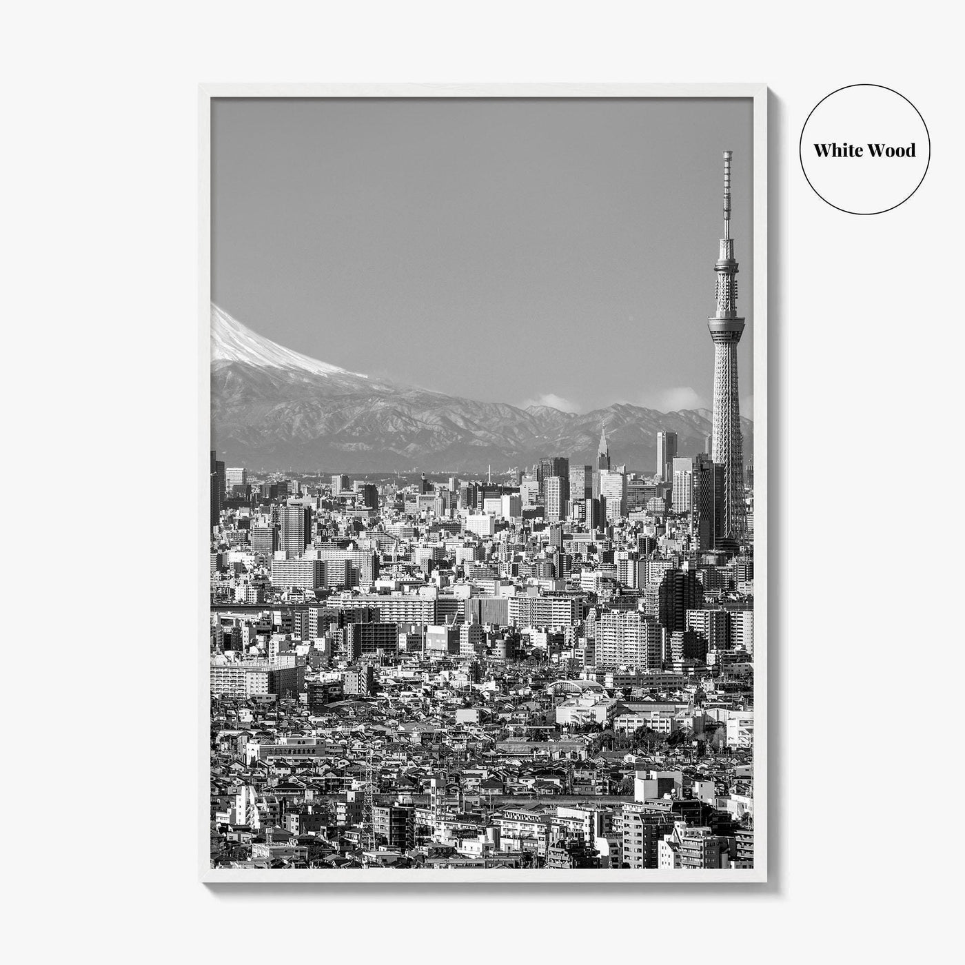 Tokyo Skyline Black and White Fine Art Photo Print, Mt Fuji Skytree Japan Poster