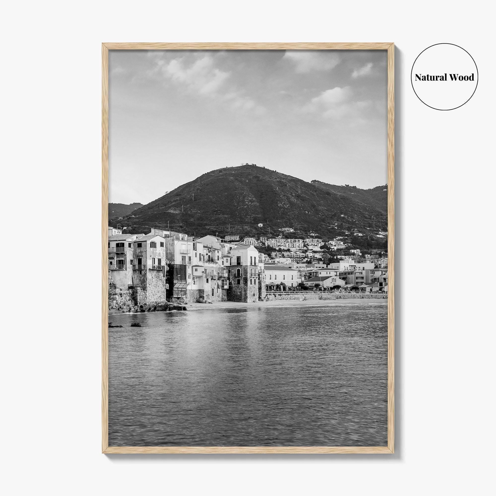 Cefalu Black and White Fine Art Photo Print, Sicily Italy Wall Decor Poster