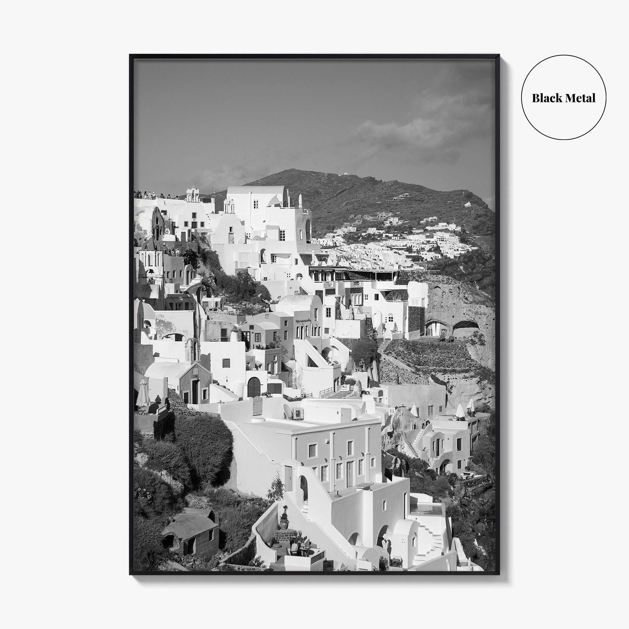 Santorini Fine Art Photo Print, Greece Wall Decor Poster, Greek Islands, Hillside Churches