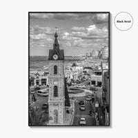 Tel Aviv Black and White Fine Art Photo Print, Jaffa Clock Tower Israel Poster