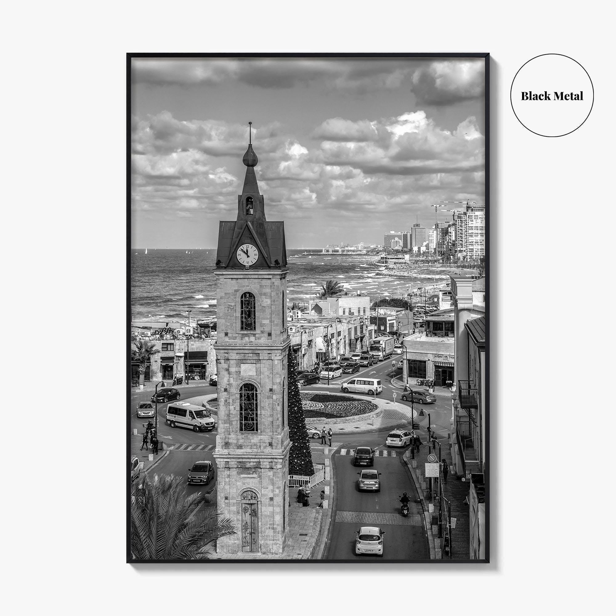 Tel Aviv Black and White Fine Art Photo Print, Jaffa Clock Tower Israel Poster