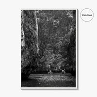 Phi Phi Islands Black and White Fine Art Photo Print, Krabi Longtail Boat Poster