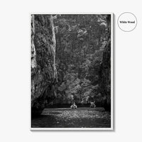 Phi Phi Islands Black and White Fine Art Photo Print, Krabi Longtail Boat Poster