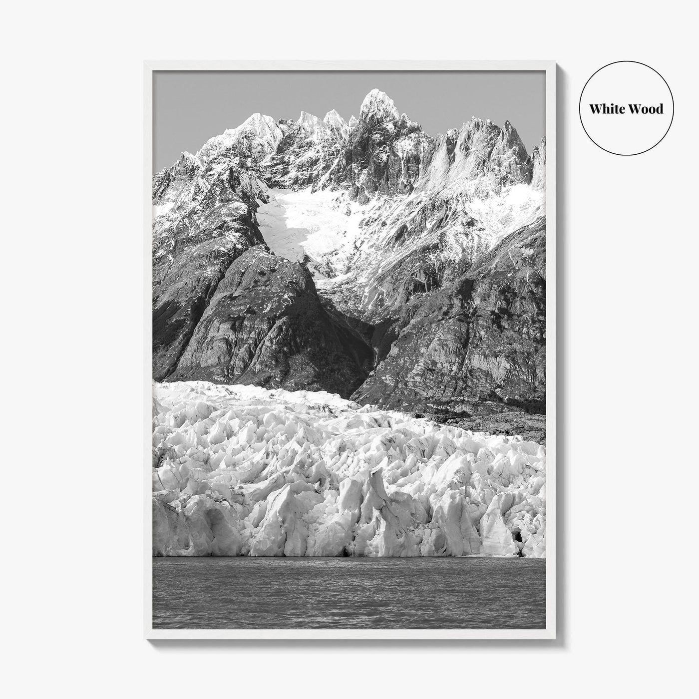 Torres del Paine Black and White Fine Art Photo Print, Grey Glacier, Patagonia Chile