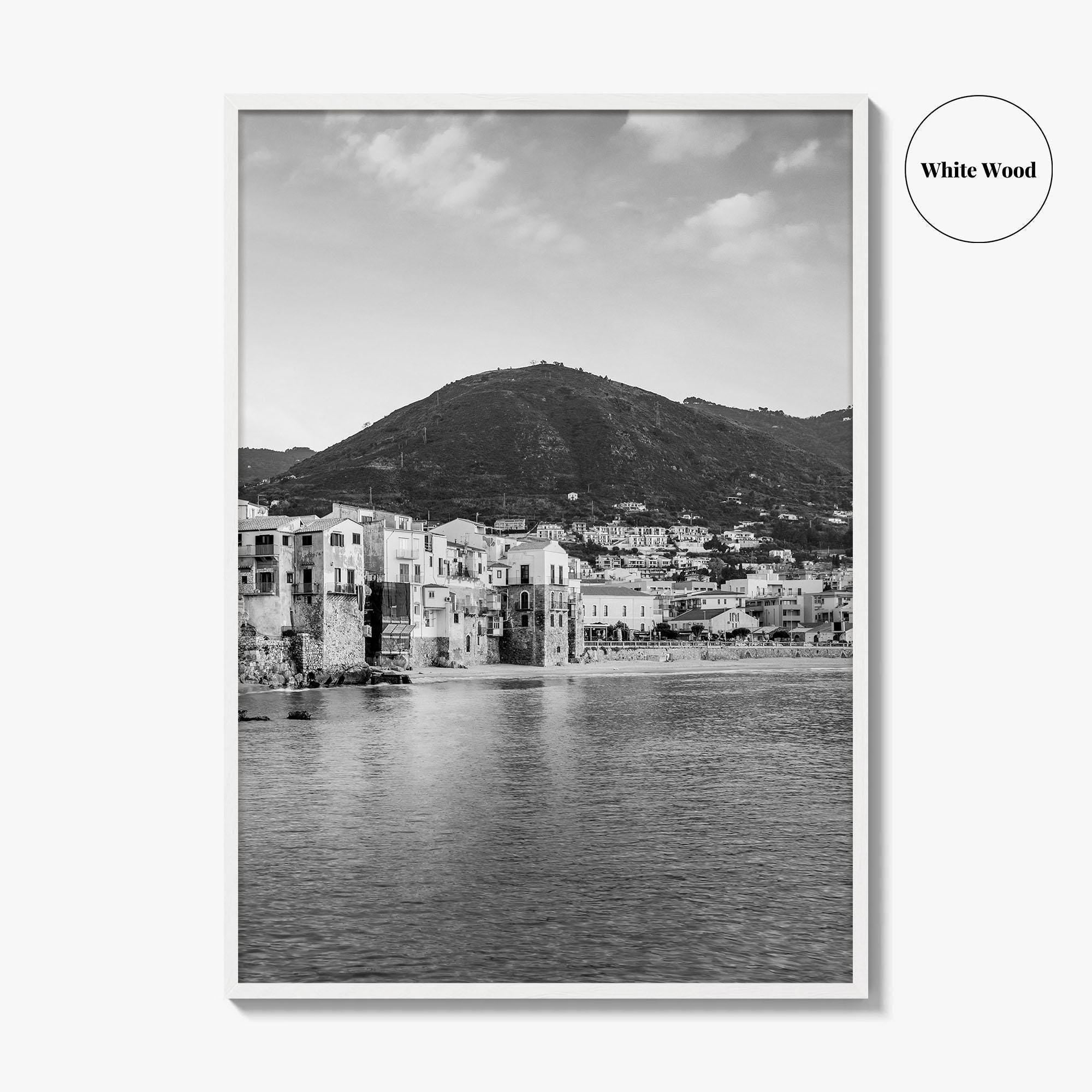 Cefalu Black and White Fine Art Photo Print, Sicily Italy Wall Decor Poster