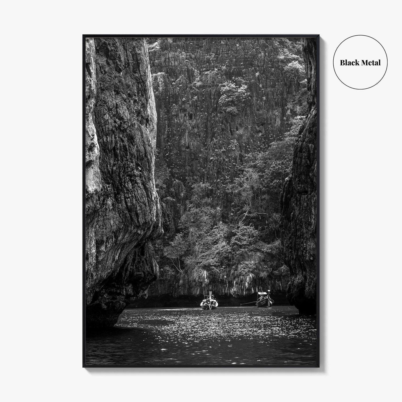 Phi Phi Islands Black and White Fine Art Photo Print, Krabi Longtail Boat Poster