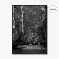 Phi Phi Islands Black and White Fine Art Photo Print, Krabi Longtail Boat Poster