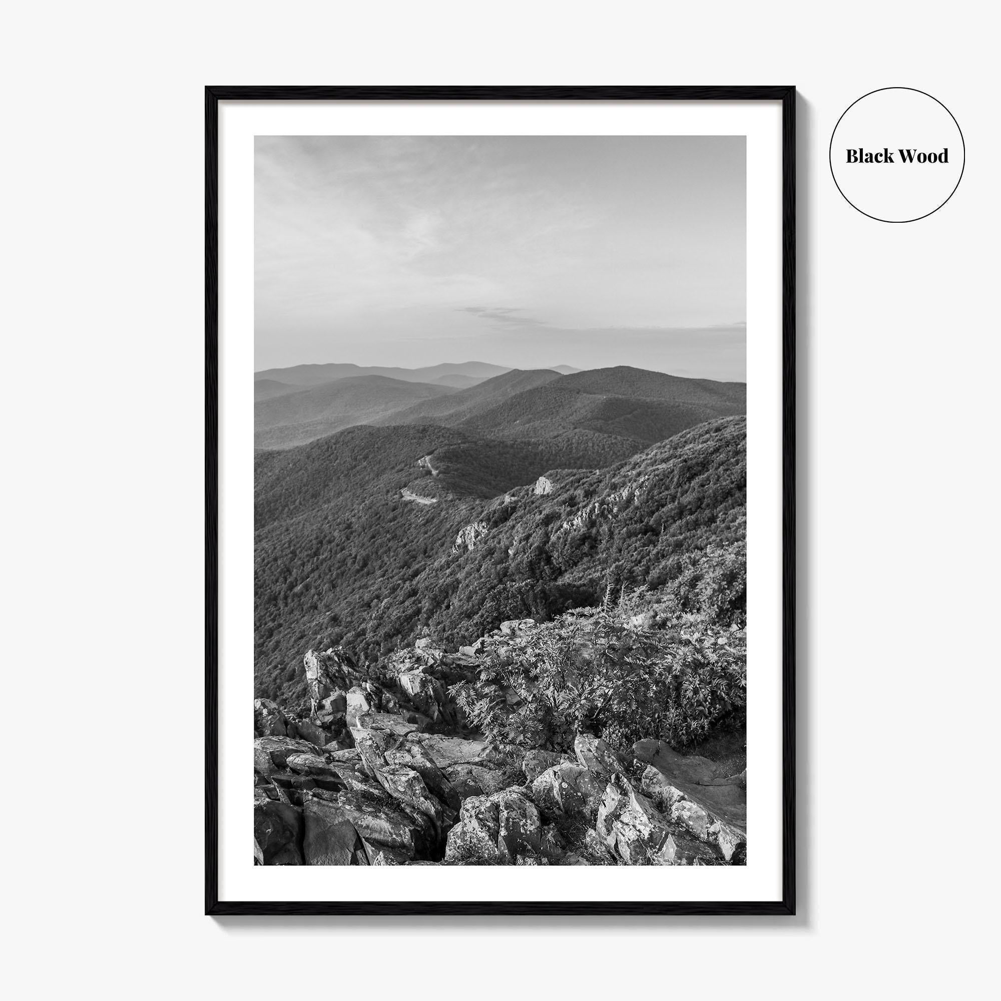 Shenandoah Skyline Black and White Fine Art Photo Print, Drive Stony Man Virginia Poster