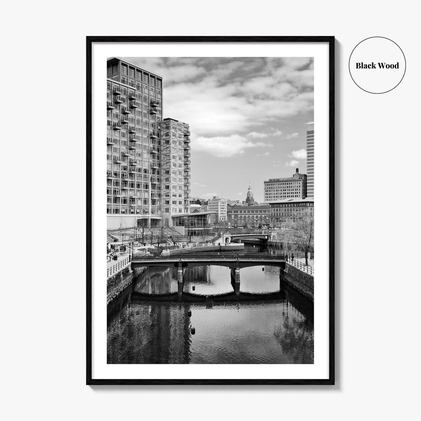 Providence Black and White Fine Art Photo Print, Waterplace Park Poster, Rhode Island Poster