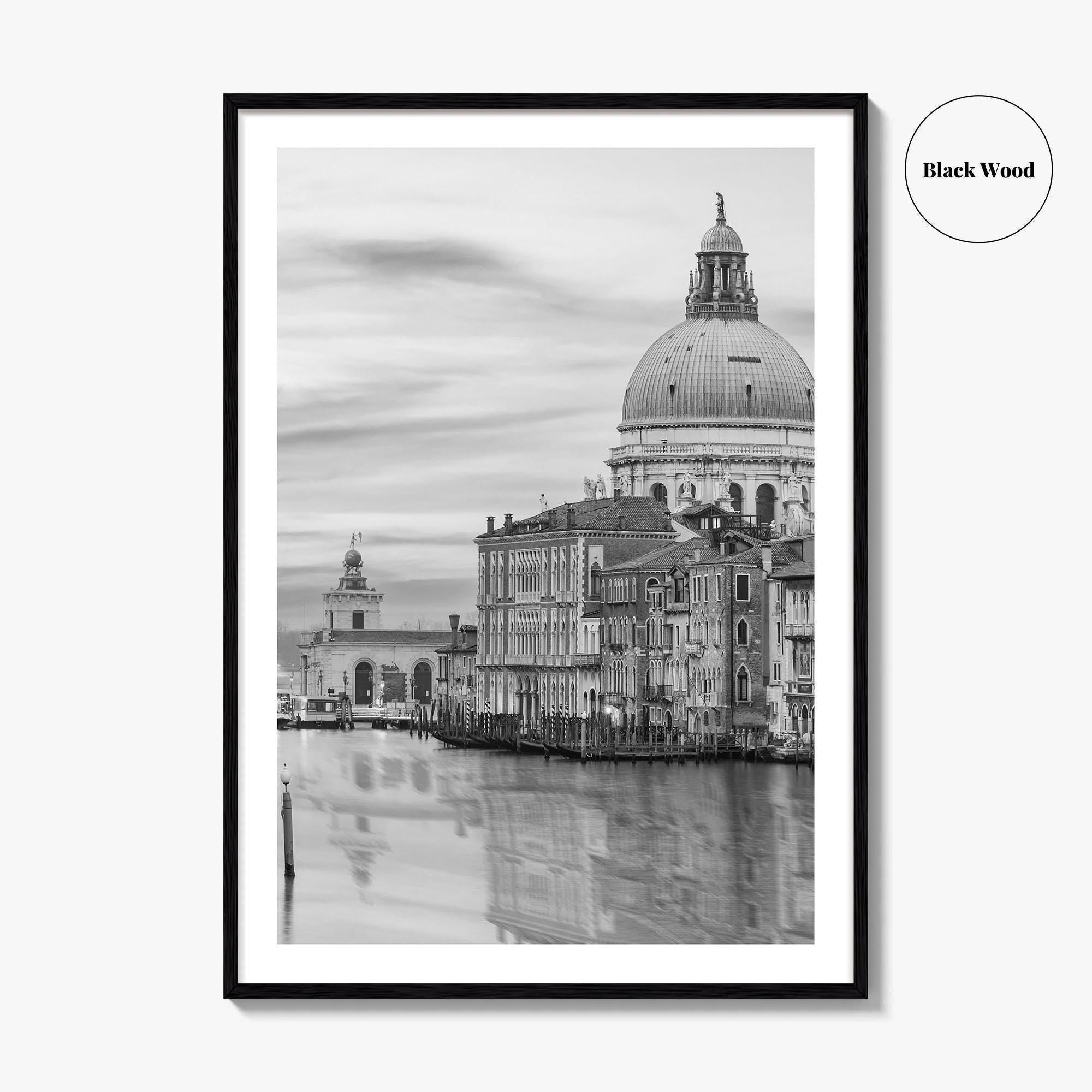Venice Skyline Black and White Fine Art Photo Print, Grand Canal, Italy Wall Poster
