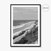 Torrey Pines Black and White Fine Art Photo Print, San Diego Coastline California Poster