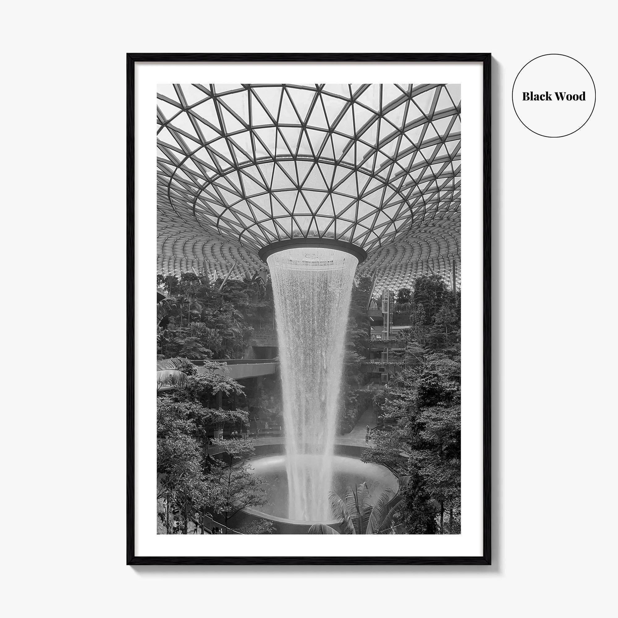 Singapore Black and White Fine Art Photo Print, Jewel Changi Airport, Wall Poster