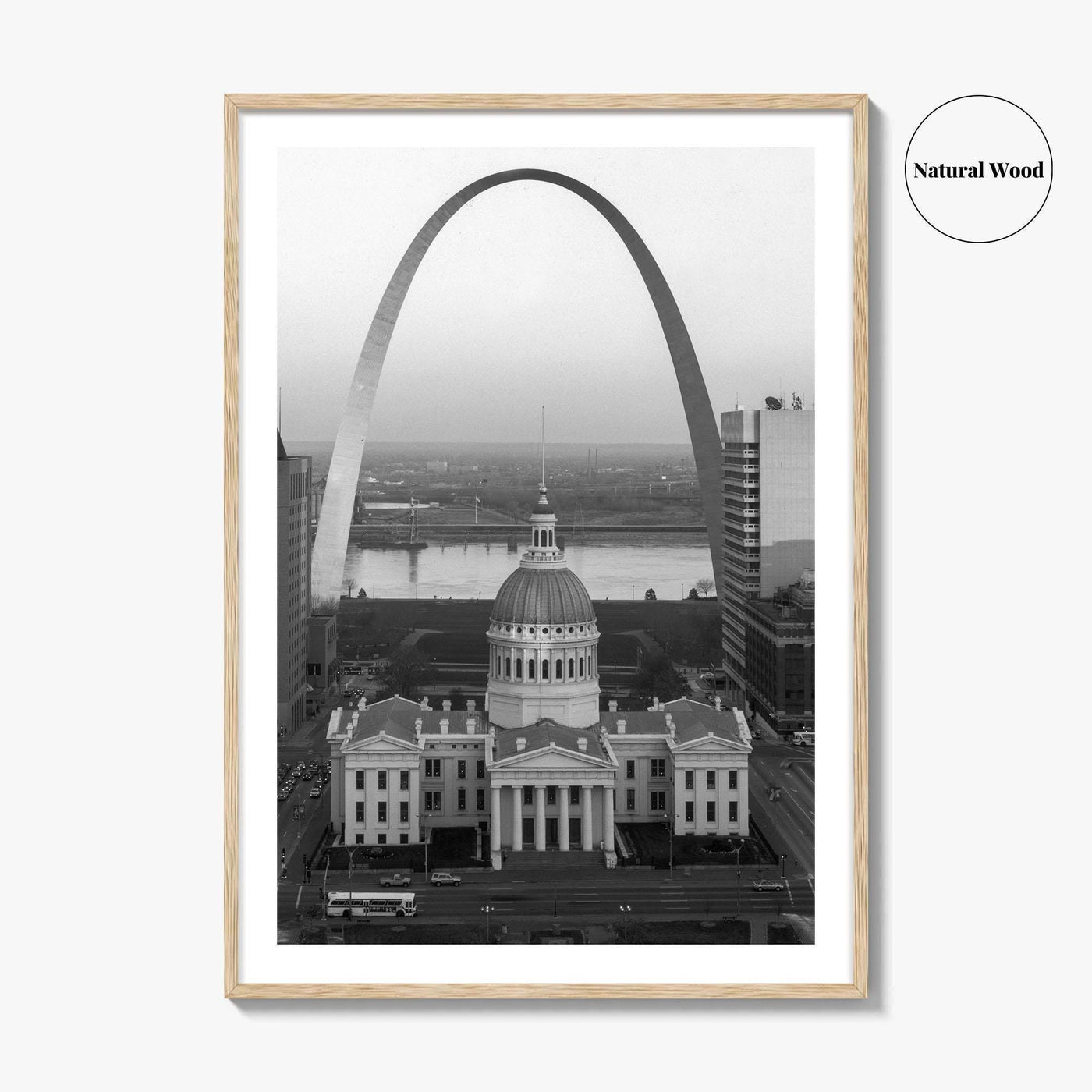 St Louis Black and White Fine Art Photo Print, Gateway Arch Courthouse Missouri Poster