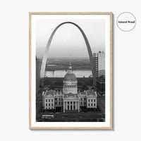 St Louis Black and White Fine Art Photo Print, Gateway Arch Courthouse Missouri Poster