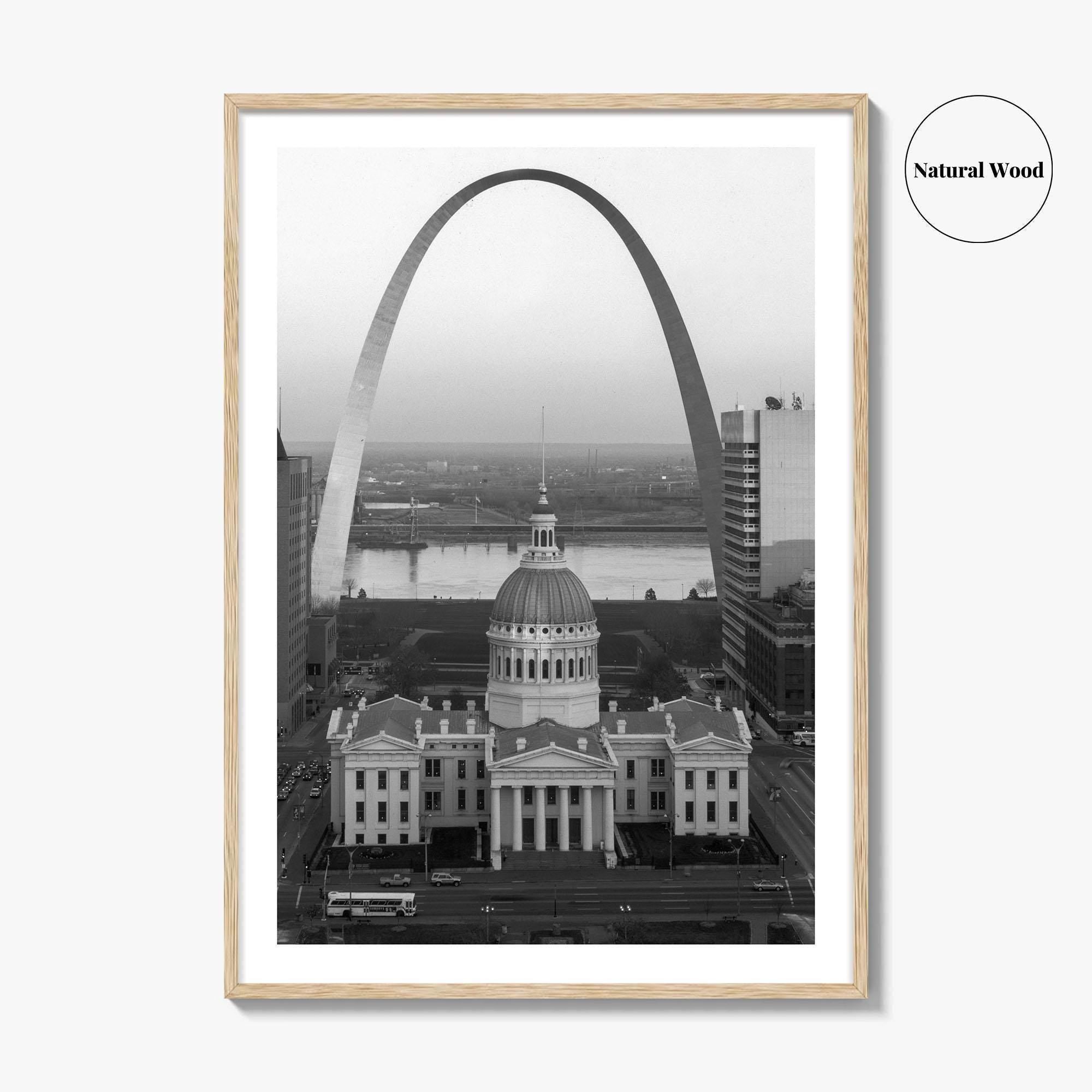 St Louis Black and White Fine Art Photo Print, Gateway Arch Courthouse Missouri Poster