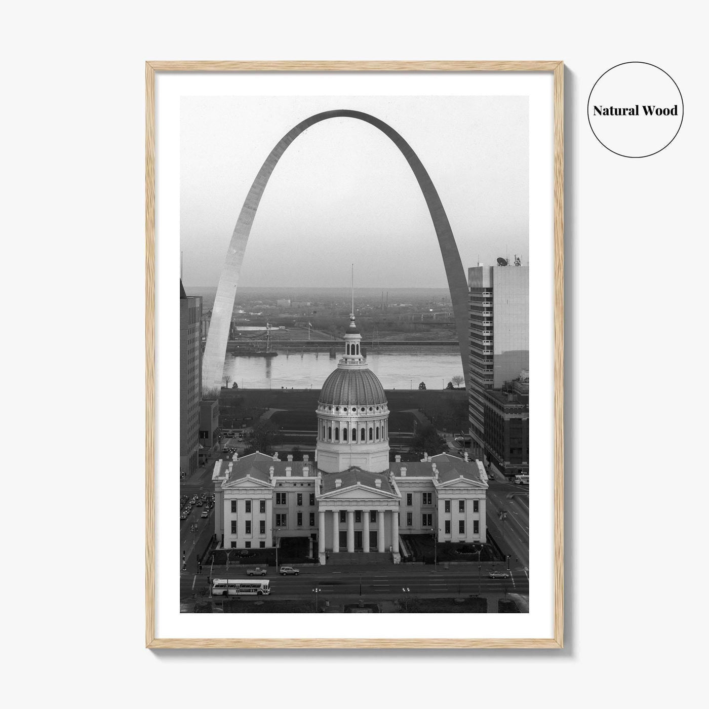 St Louis Black and White Fine Art Photo Print, Gateway Arch Courthouse Missouri Poster