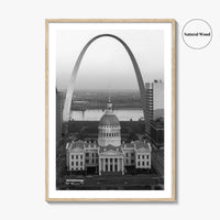 St Louis Black and White Fine Art Photo Print, Gateway Arch Courthouse Missouri Poster