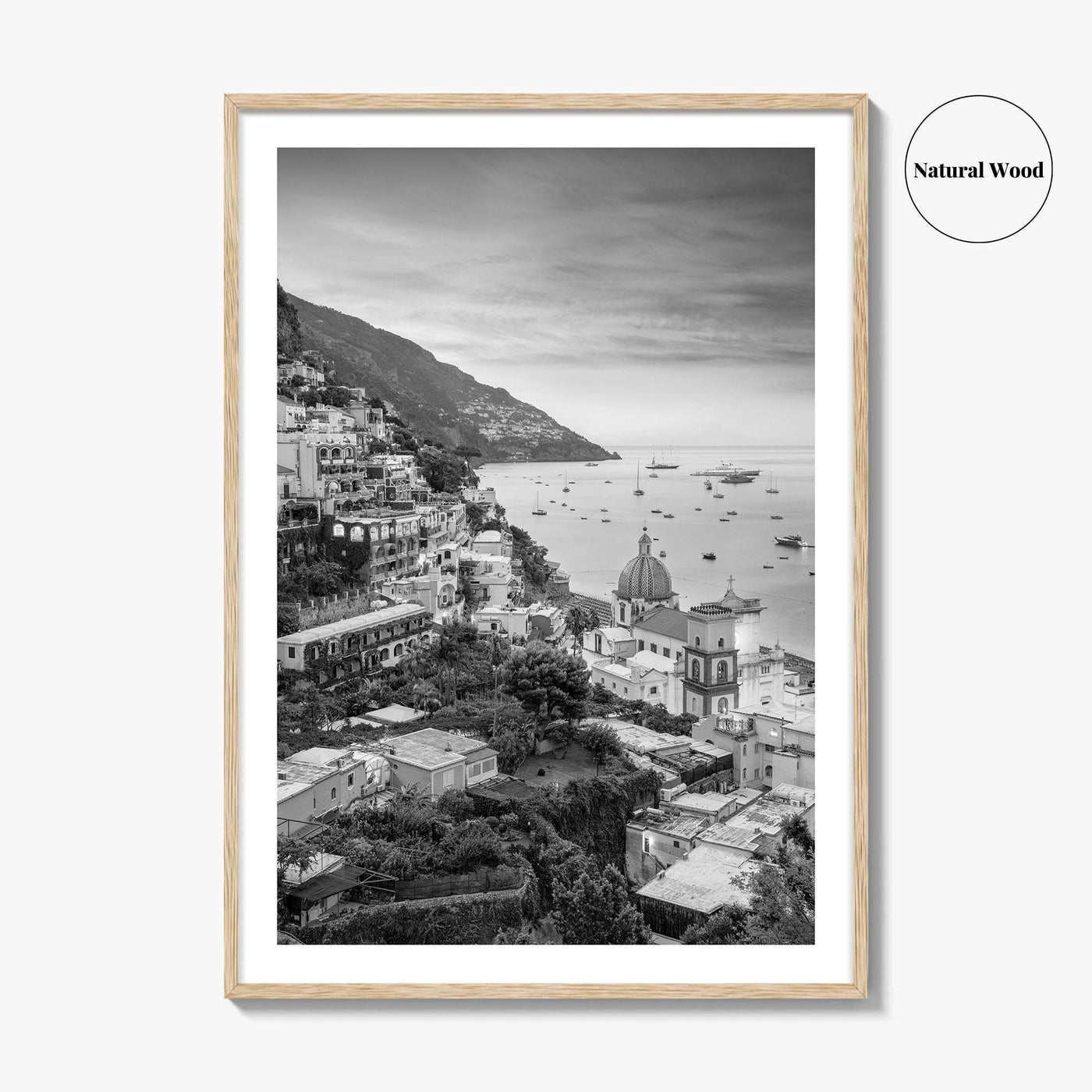 Positano Black and White Fine Art Photo Print, Amalfi Coast Italy Wall Decor Poster