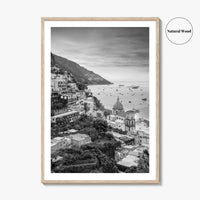 Positano Black and White Fine Art Photo Print, Amalfi Coast Italy Wall Decor Poster