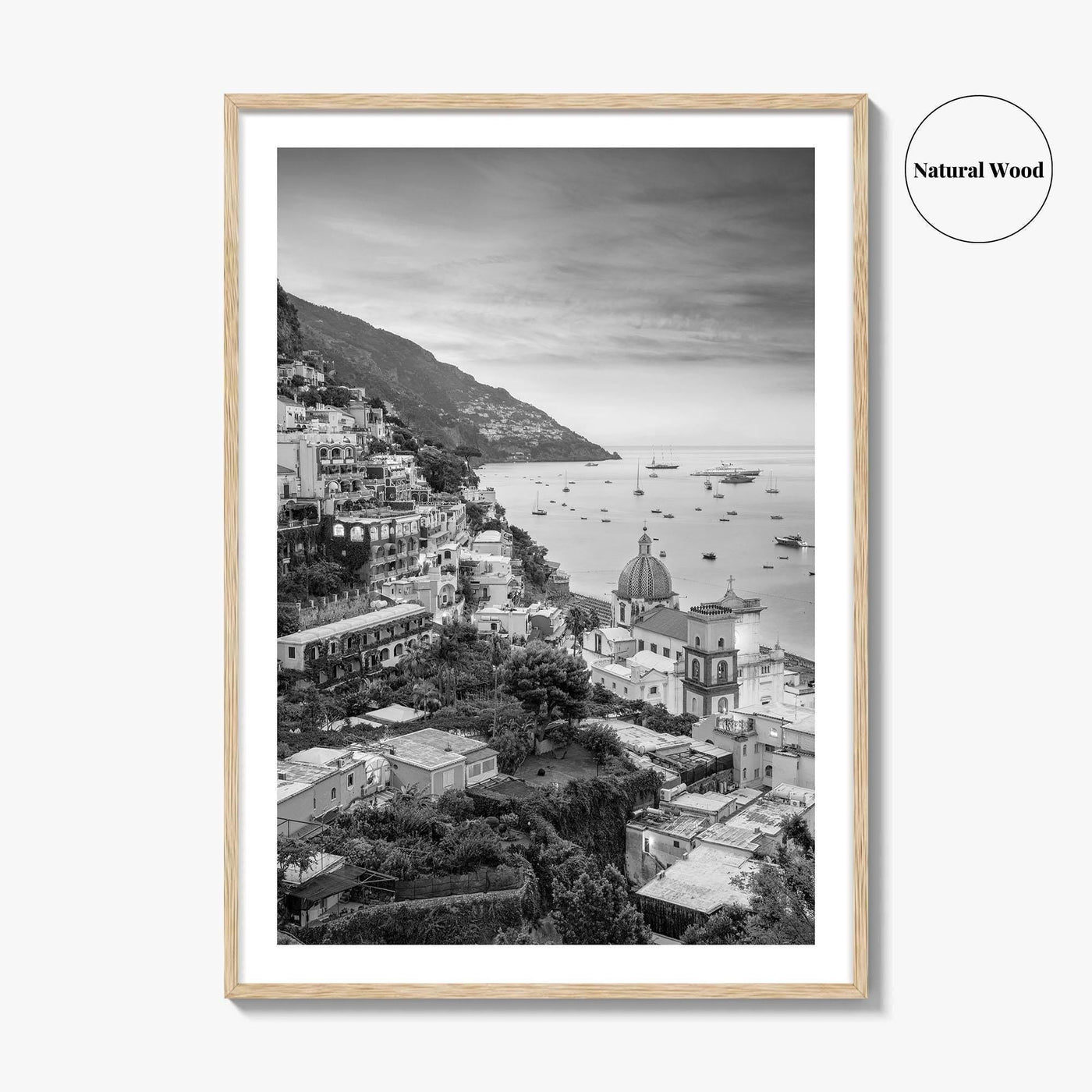 Positano Black and White Fine Art Photo Print, Amalfi Coast Italy Wall Decor Poster
