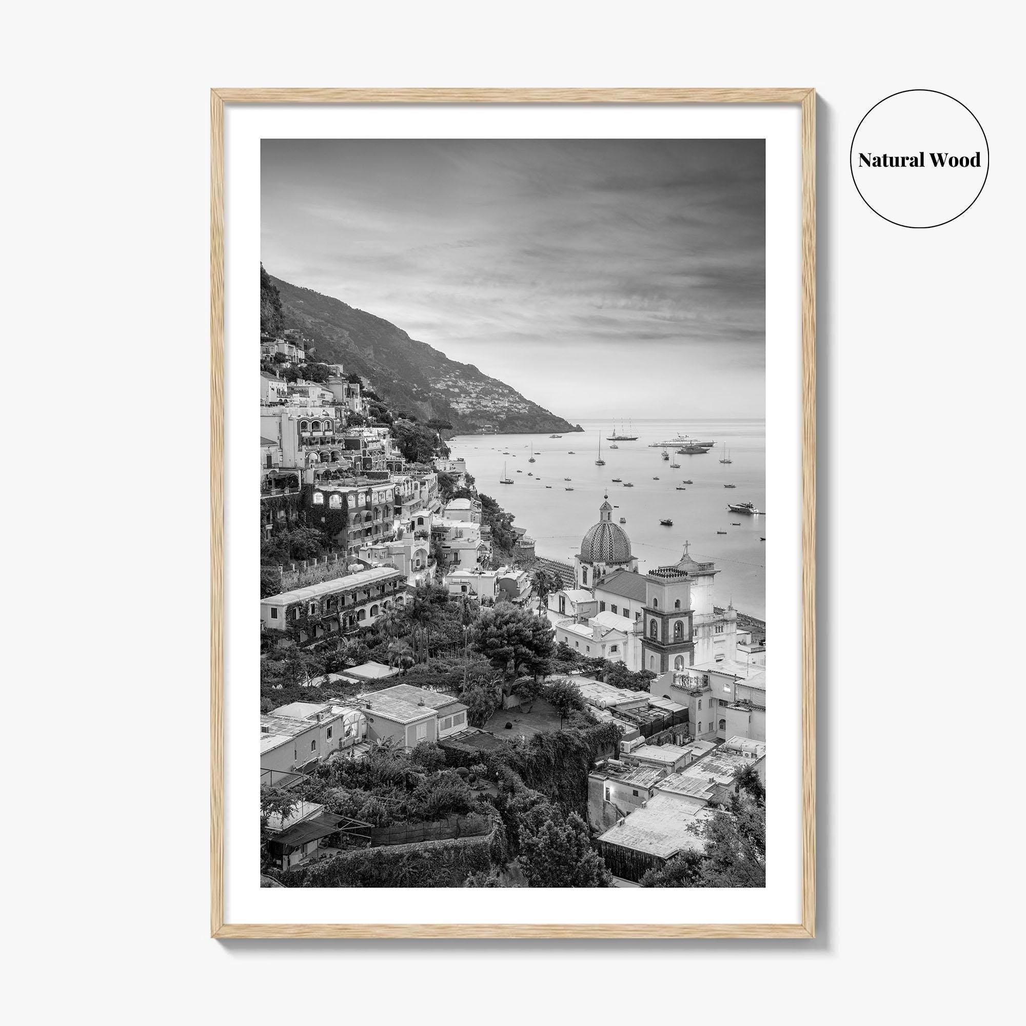 Positano Black and White Fine Art Photo Print, Amalfi Coast Italy Wall Decor Poster