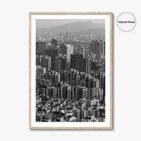 Seoul Skyline Black and White Fine Art Photo Print, South Korea Wall Decor Poster