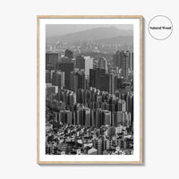 Seoul Skyline Black and White Fine Art Photo Print, South Korea Wall Decor Poster