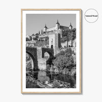 Toledo Spain Black and White Fine Art Photo Print, Tagus River, Old Town Poster
