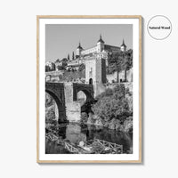 Toledo Spain Black and White Fine Art Photo Print, Tagus River, Old Town Poster
