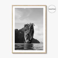 Phuket Black and White Fine Art Photo Print, James Bond Island Thailand Poster