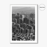 Seoul Skyline Black and White Fine Art Photo Print, South Korea Wall Decor Poster