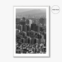 Seoul Skyline Black and White Fine Art Photo Print, South Korea Wall Decor Poster