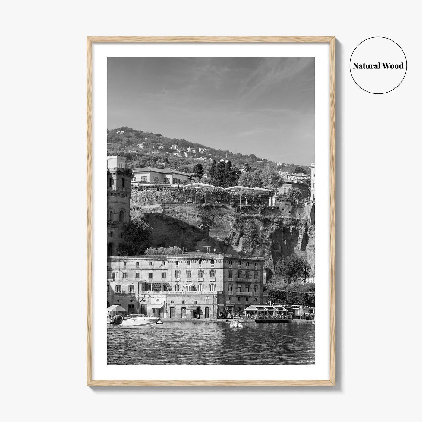 Sorrento Black and White Fine Art Photo Print, Naples Sea Cliffs Italy Poster